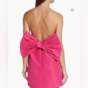 Alexia Maria Strapless Bow Back Silk Faille Hot Pink Mini Dress Size 2